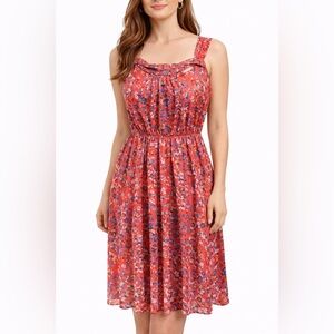 RACHEL Rachel Roy Pink Abstract Print Strappy Midi Dress Small
